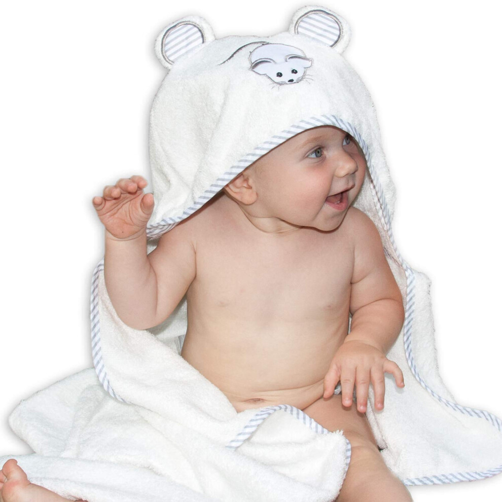 Organic Bamboo Hooded Baby Towel Ultra Soft, Thick & Extra Absorbent Baby towels with hood for newborns - Keeps Your Baby Warm & Cosy - Extra Large