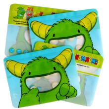 Reusable Sandwich Bags: 4 x Monster Design ziplock Bags for Sandwiches, Bagels, Wraps and Snacks, Freezer Safe and Dishwasher Safe