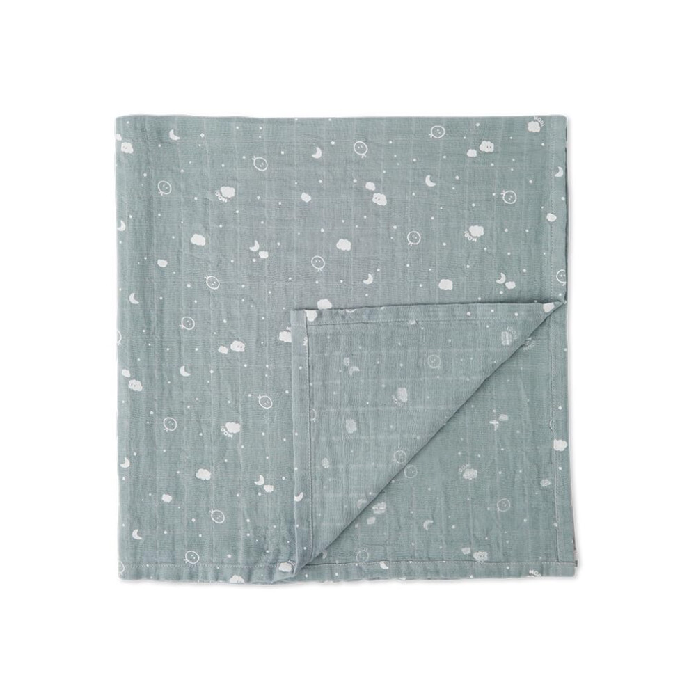 Baby Boys And Girls Pre Washed Muslin Swaddle Cloth 75 X 75 Cm In - 100% Cotton Breathable Unisex Infant Receiving Blanket - Regular Blue Mori