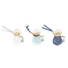 - Doux Sommeil - 3 Plush Dummy Holders - 3 Little Sheep Cuddly Toys - Soother Strap for Babies - 15 cm - Blue and White - 0 Months +, K221001