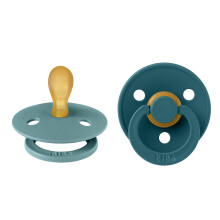Colour Symmetrical Soother 2-Pack, BPA Free Dummy Pacifier, Symmetrical Nipple. Natural Rubber Latex, Made in Denmark, Size 1 (0-6 Months), Island Sea