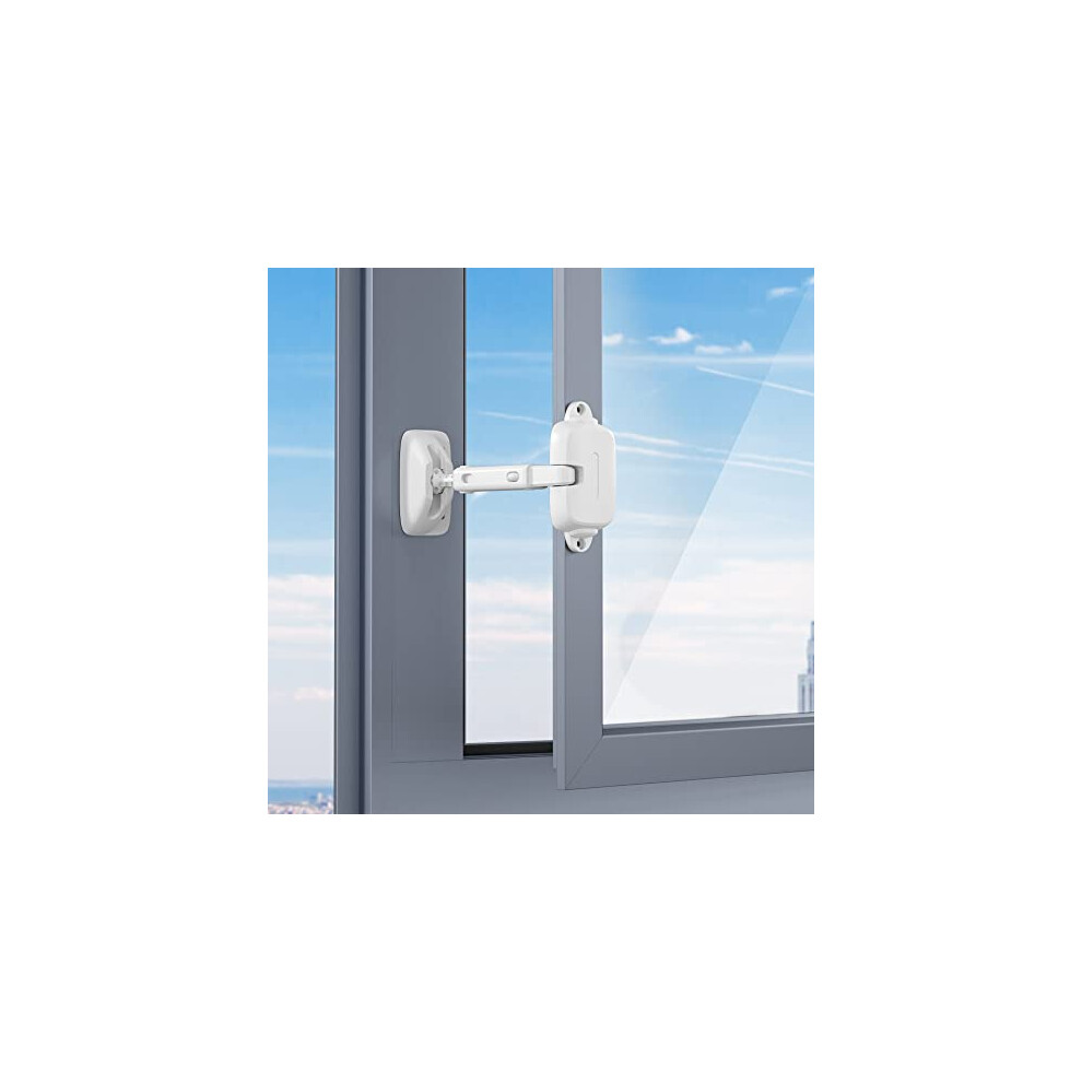 Adjustable Window Gap Size Baby Safety Window Restrictor, Childproof Window Safety Lock For Kids&Pets,Easy To Install And Use (2 Pcs, ) White Safelon