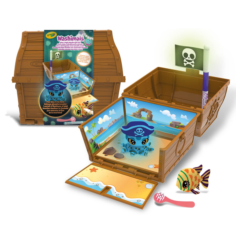 - Washimals Ocean Glow Pets - Treasure Chest Set for Baby Coloring and Bathing Toy and Gift for Kids 3 Years