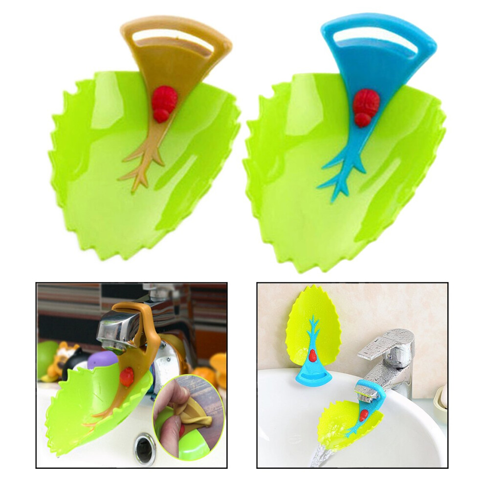 2 Piece Leaves Shape Water Faucet Tap Extender Toddler Children Kids Hand Washing Sink Randomly Children Cartoon Water Chute Itian