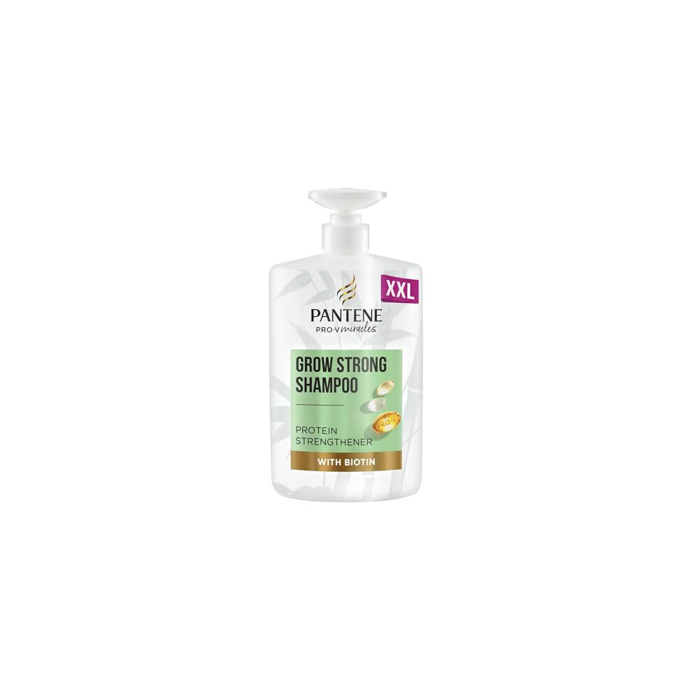 Pantene Biotin & Bamboo Grow Strong Shampoo For Dry Damaged Hair, Reduces Breakage & Hair Loss, 1L