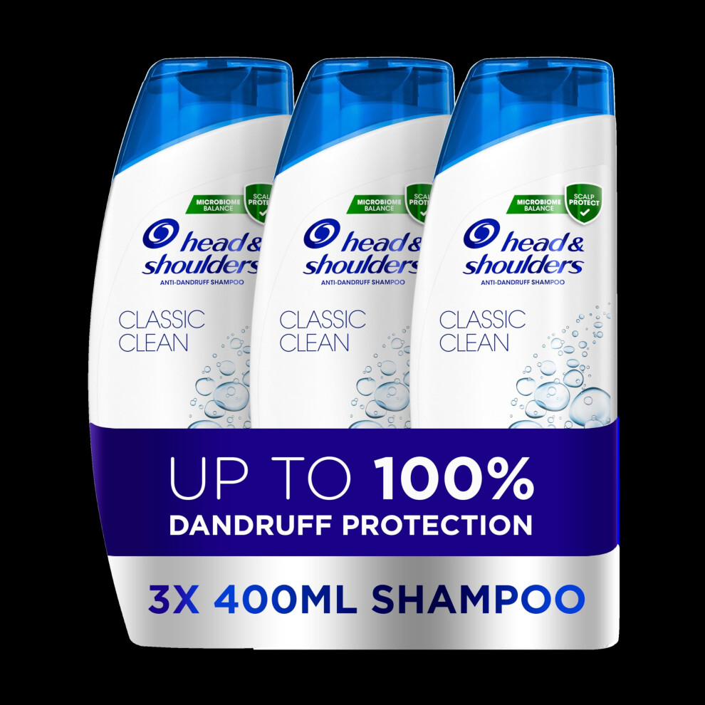 Classic Clean Anti Dandruff Shampoo, 3x400ml, Up to 100% Flake Free, Clinically Proven, For Any Hair and Scalp Type, For Daily use, Clean Feeling