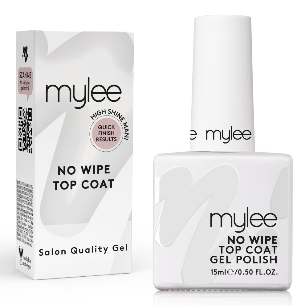 MYGEL by Mylee Nail Gel Polish No-Wipe Top Coat 15ml, UV/LED Soak-Off Nail Art Manicure Pedicure for Professional, Salon & Home Use, Long Lasting,