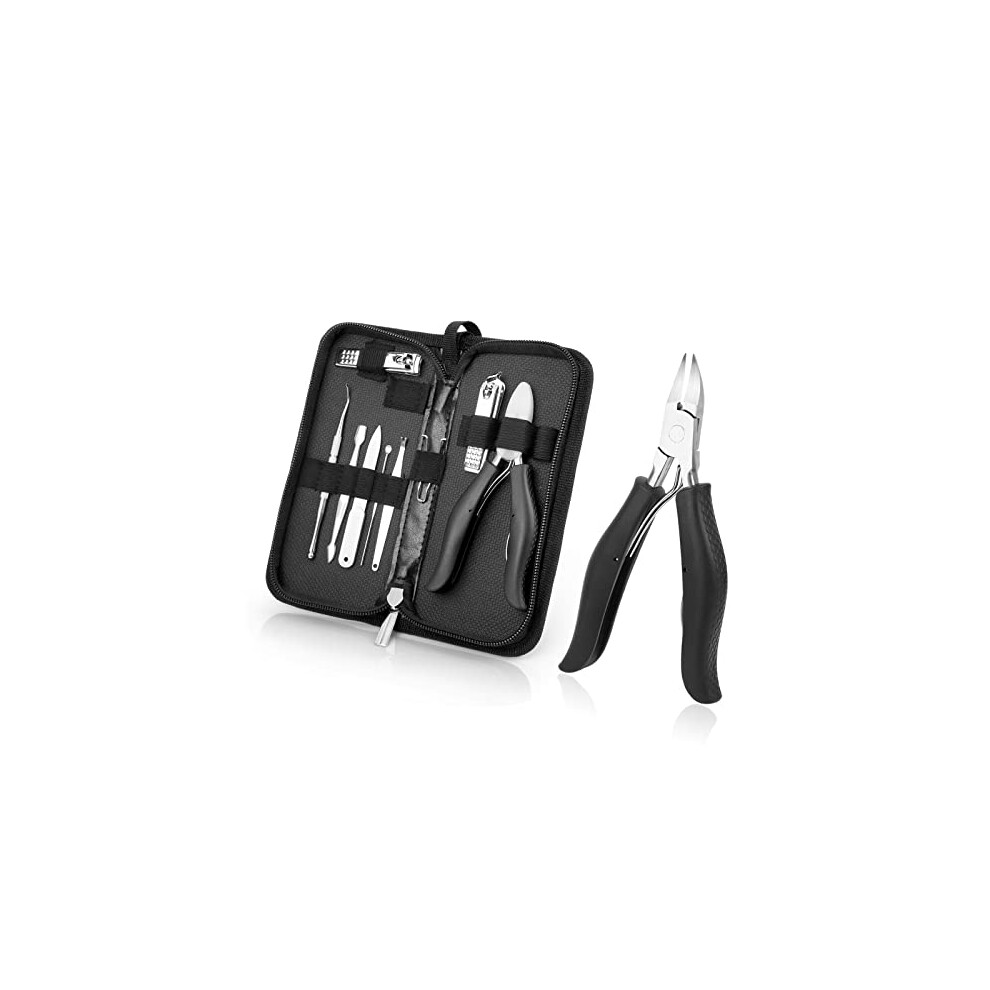 Toenail Clippers for Thick and Ingrown Nails, Black Nail Clipper Kit and Professional Podiatrist Toenail Clippers Heavy Duty Nail Scissors Toenail