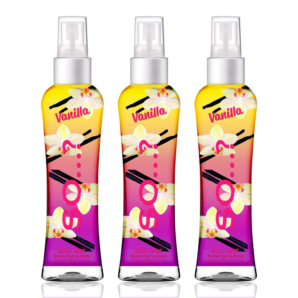 Body Mist By Soâ¦? Womens Vanilla Body Mist Fragrance Spray 100ml Bundle (Pack of 3)