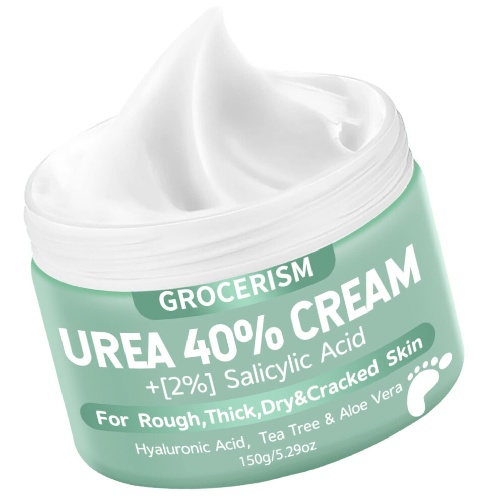 Urea Foot Cream 40 Percent Plus 2% Salicylic Acid 5.29 Oz || Urea Cream For Feet With Hyaluronic Acid, Tea Tree, And Aloe Vera For Deep Moisturizing