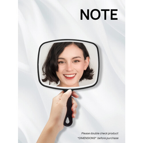 Hand Mirror, Black Handheld Plain Mirror with Handle,Square,M 1