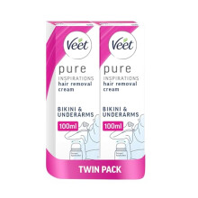 Hair Removal Cream, Bikini & Underarms, Sensitive Skin,100ml (Pack of 2, 200ml), 1 Domed Applicator Each (2 Applicators)