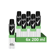 Men Quantum Dry Anti-Perspirant Aerosol deodorant for men for 48-hour sweat and odour protection 6x 200 ml