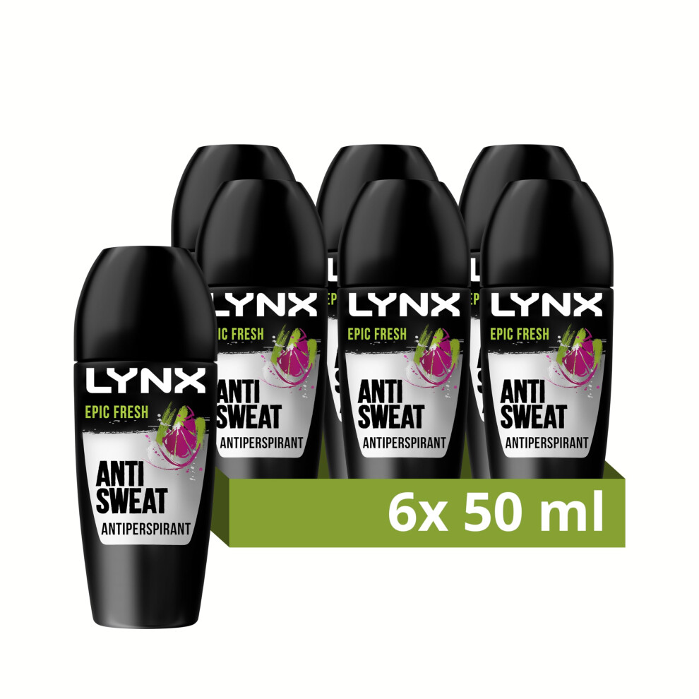 Epic Fresh Roll On 2x faster* drying deodorant for 48 hours of sweat protection 6x 50 ml