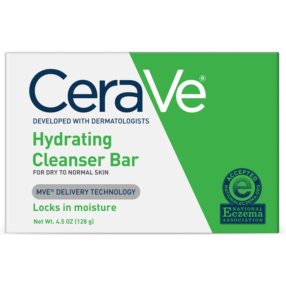 Hydrating Cleansing Bar 4.5 oz Non-Soap Alternative for Daily Body and Facial Washing, Dry to Normal Skin