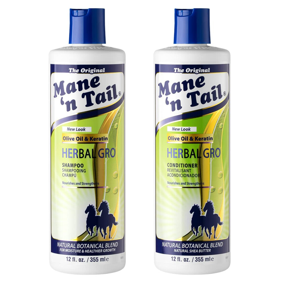 Herbal Gro Shampoo and Conditioner Twin Pack, Nourishes and Strengthens, Olive Oil and Keratin, 355 ml (Pack of 1)