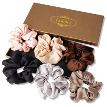 Lolalet Scrunchies für Frauen, Satin-Haargummis, weicher als Seide, großer Haargummi für Pferdeschwanz - 6er Pack