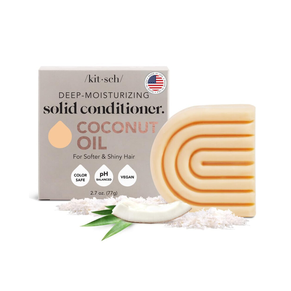 Photos - Hair Product SOLID Coconut Oil Deep-Moisturizing Hair Conditioner Bar | Made in US | Eco-friendly Daily Conditioner for Dry Hair | Nourishes & 