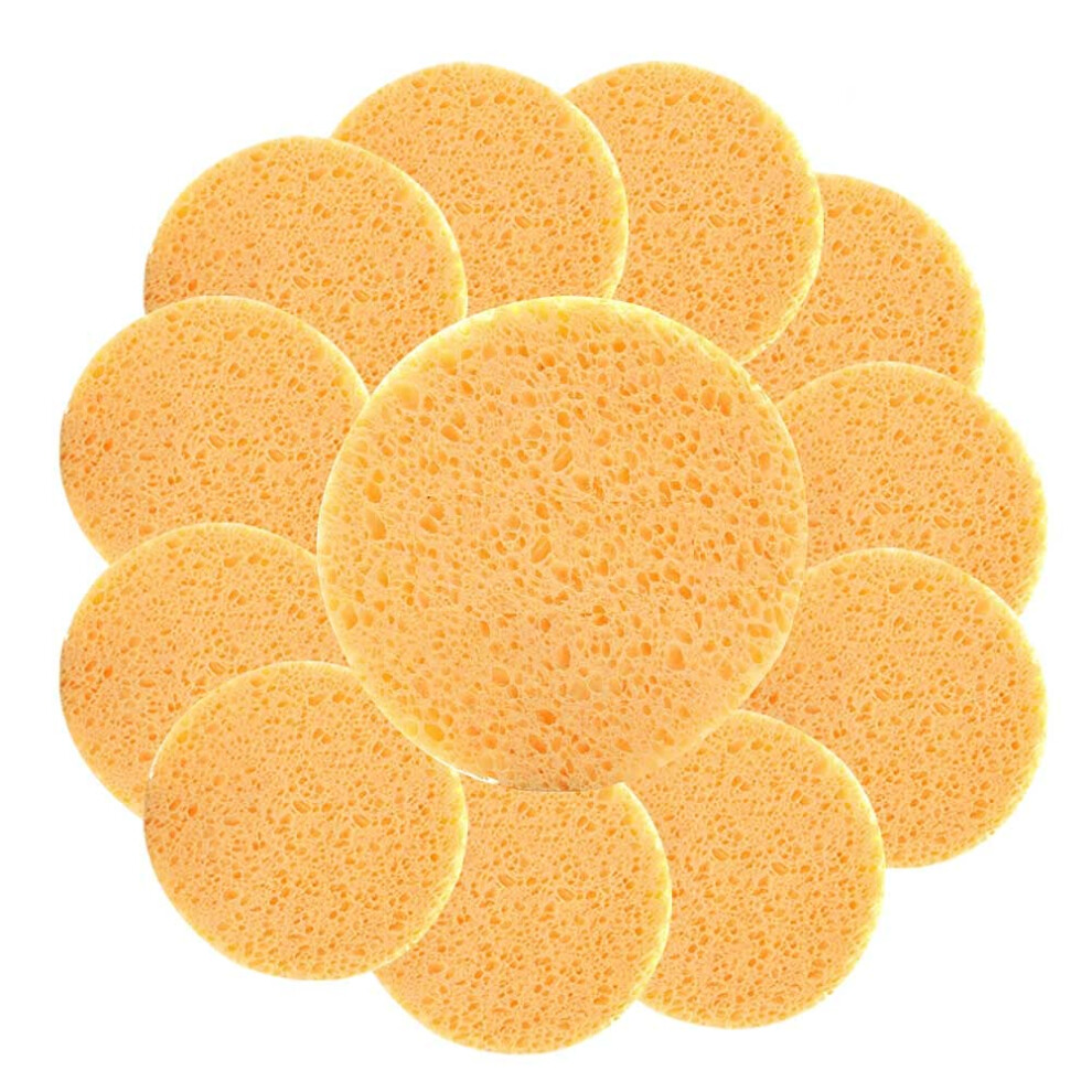 Zngou 12Pcs Large Facial Sponges Reusable Natural Face Sponges Cleansing Puff Mask Sponges Make Up Remover Sponges Pads Cellulose Sponges Face Wash Sponge