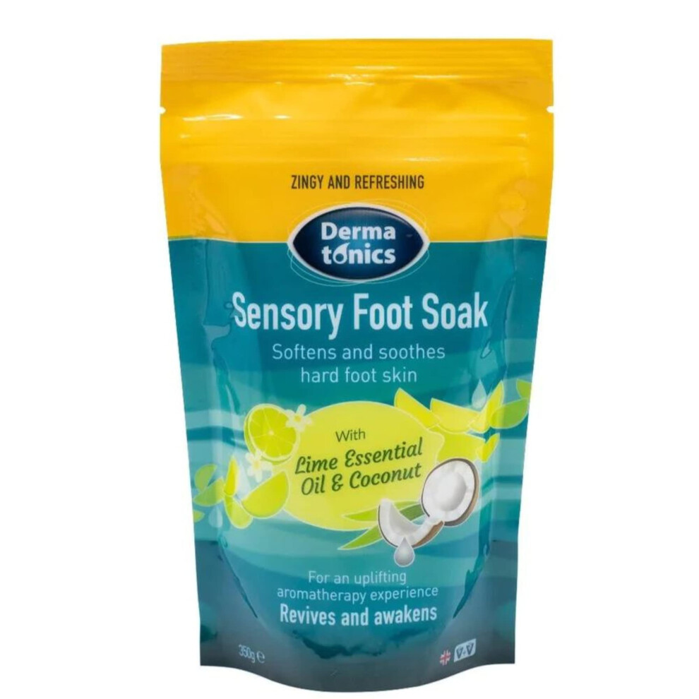 Dermatonics Sensory Foot Soak | Softens And Soothes Hard Foot Skin | With Lime Essential Oil And Coconut | Revieves And Awakens | Suitable For Vegans | 350 G