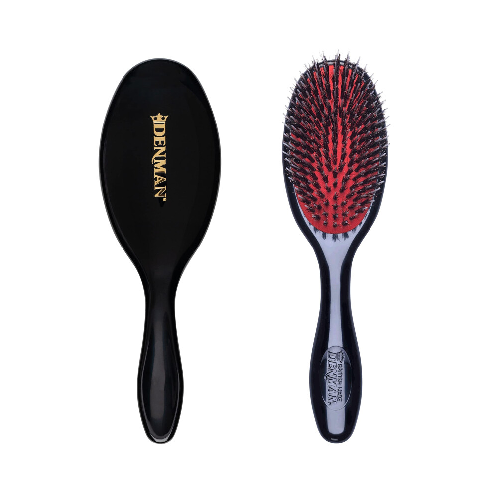 Cushion Hair Brush (Small) with Soft Nylon Quill Boar Bristles - Porcupine Style for Grooming, Detangling, Straightening, Blowdrying and Refreshing