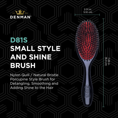 Denman Βούρτσα Μαλλιών Denman Cushion (Μικρή) με Μαλακές Τρίχες Γουρουνιού 1