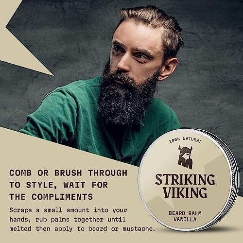 Striking Viking Vanilla Beard Balm - Στυλ, Ενίσχυση & Μαλάκωμα Γενειάδων & Μουστακιών 1