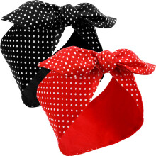 2 Pezzi Fascia Capelli Pois Bandana Costume Anni '50 Accessori per Donne e Ragazze (Punti Piccoli)