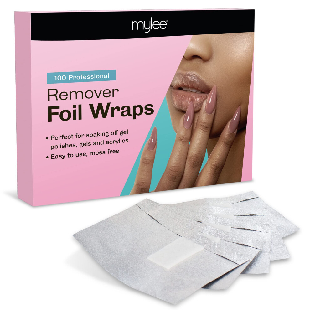 100pcs Gel Nail Polish Remover Foil Wraps, Aluminium Foil Wraps with Pre-attached Lint-Free Cotton Pads for Fast & Gentle Soak Off Gel Polish Removing