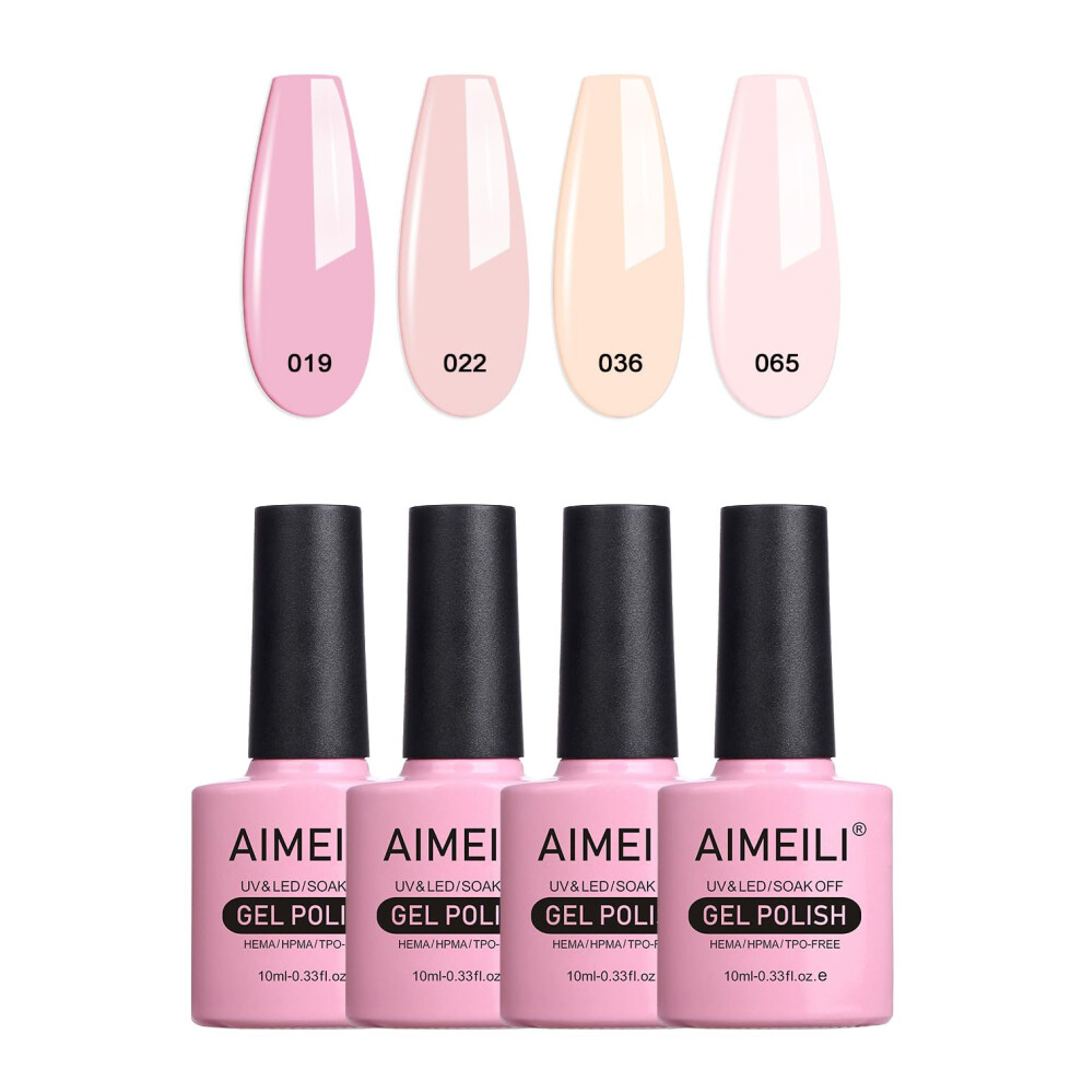Aimeili Cream Gel Nail Polishes Nude Gel Polish Set Soak Off Uv Led Nail Salon Set Gel Varnish Manicure Set - Long Lasting & Easy To Apply 4Pcs X 10Ml - Kit17