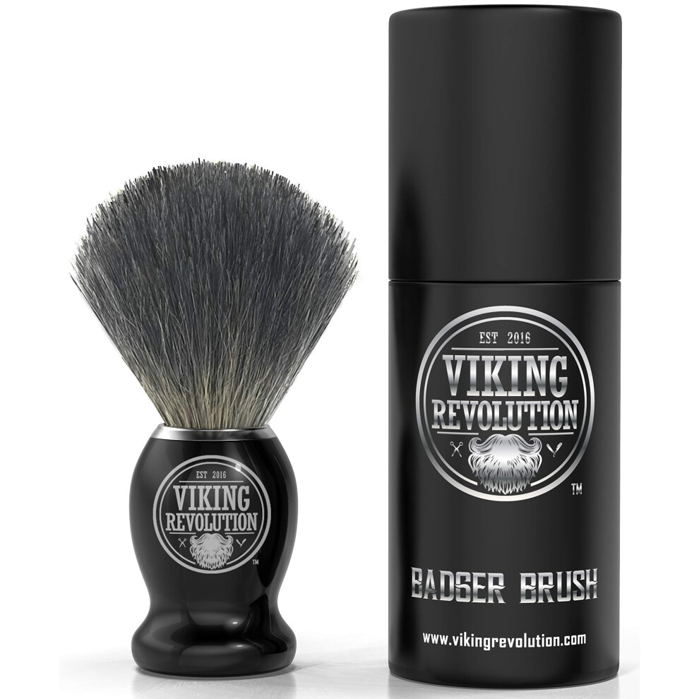Viking Revolution Cream Badger Hair Shaving Brush For Men - Shave Brush For Wet Shave Using Shaving & Soap - Best Shave Of Your Life For Safety Razor, Double Edge Razor