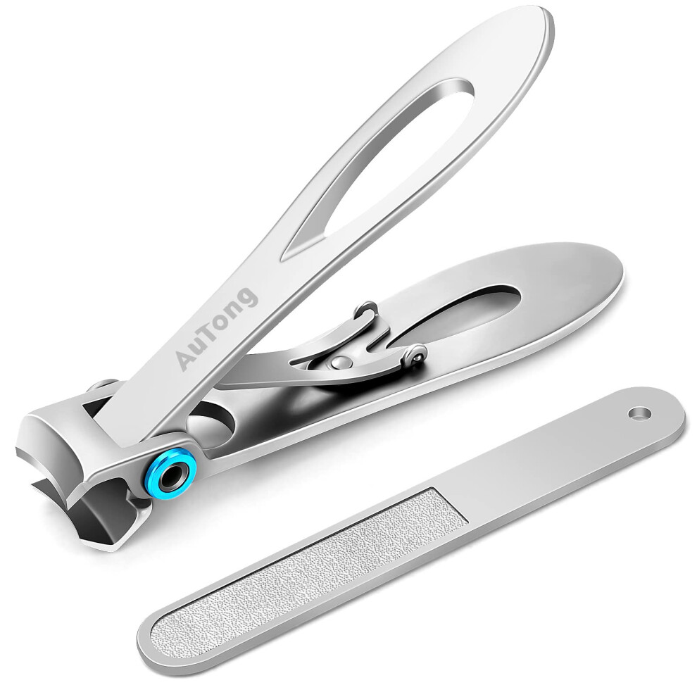 Large Nail Clippers Set for Thick Nails - 16.5mm Wide Jaw Opening Toenail Cutter with Nail File - Heavy Duty Stainless Steel Fingernail Clipper for