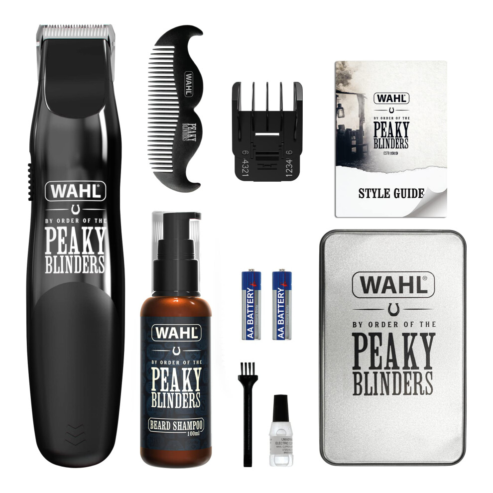 and Peaky Blinders Beard Trimmer Gift Set, Battery Powered Trimmer, Men's Stubble Trimmers, Facial Hair Trimming, Beard Shampoo, Beard Care, Men's