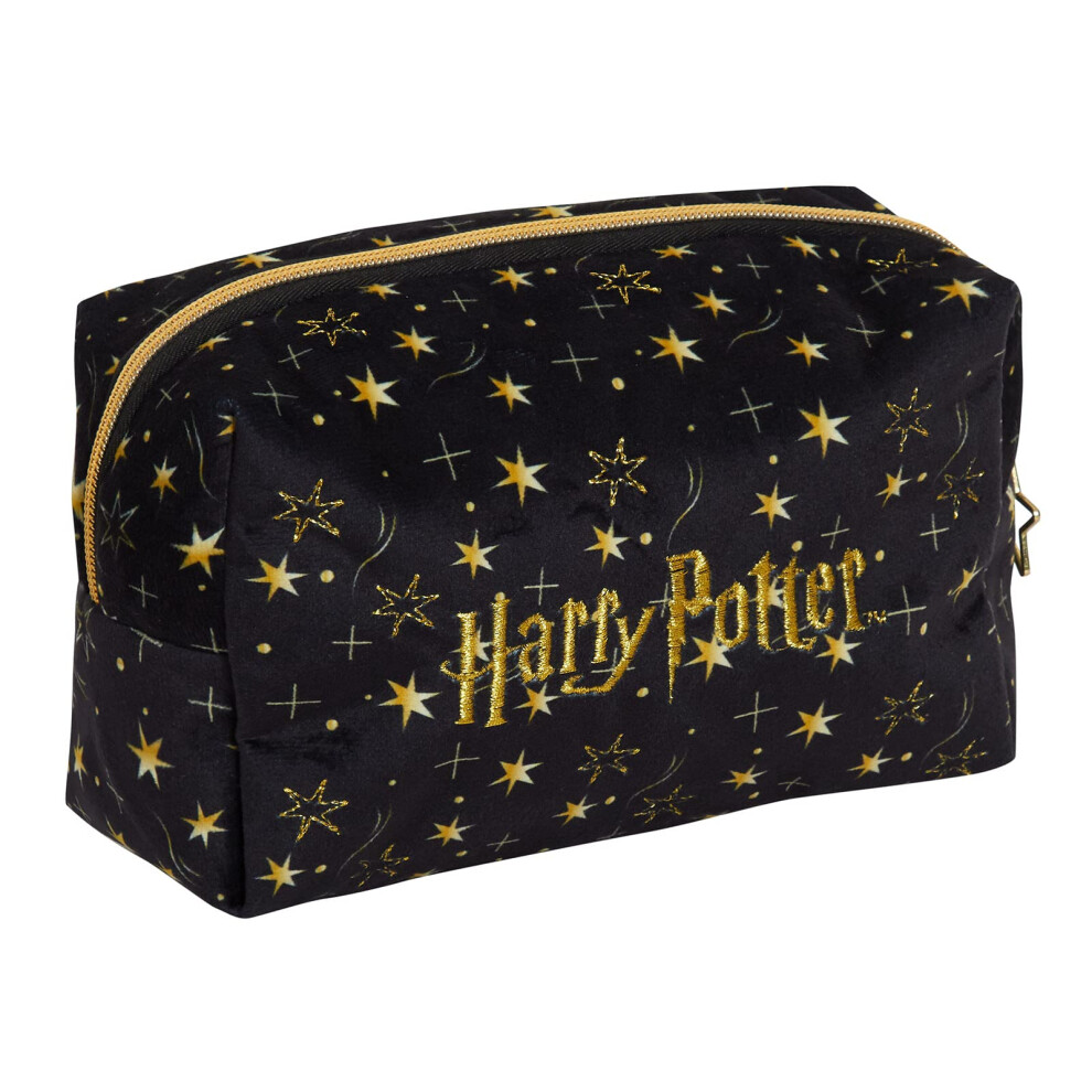 Make Up Bag for Women Girls Pencil Case Black Velvet Cosmetic Toiletries Bag Travel Accessory Deathly Hallows Gift