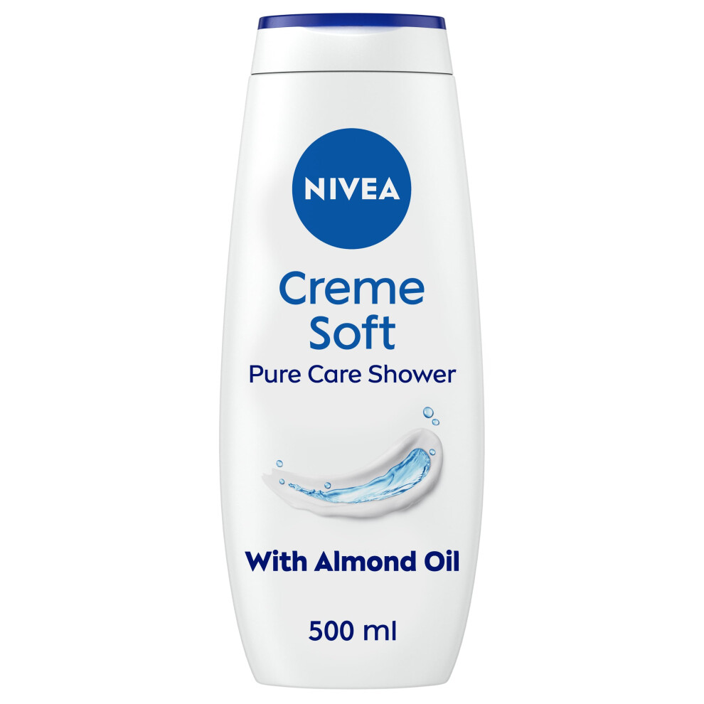 CrÃ¨me Soft (500ml, Pack of 6) Caring Shower Body Cream Enriched with Almond Oil, Moisturising Shower Gel Body Wash with Jojoba Oil, Glycerin and