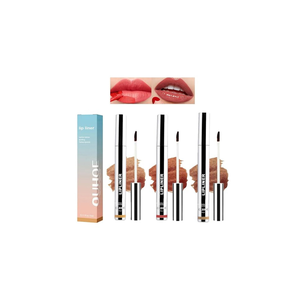 3PCS Lip Linerï¼Peel Off Lip Liner Tattoo, Peel Off Lip Stain, Long Lasting Lip Stain Peel Off, Infused with Hyaluronic Acid & Vitamin E, Makeup Gift