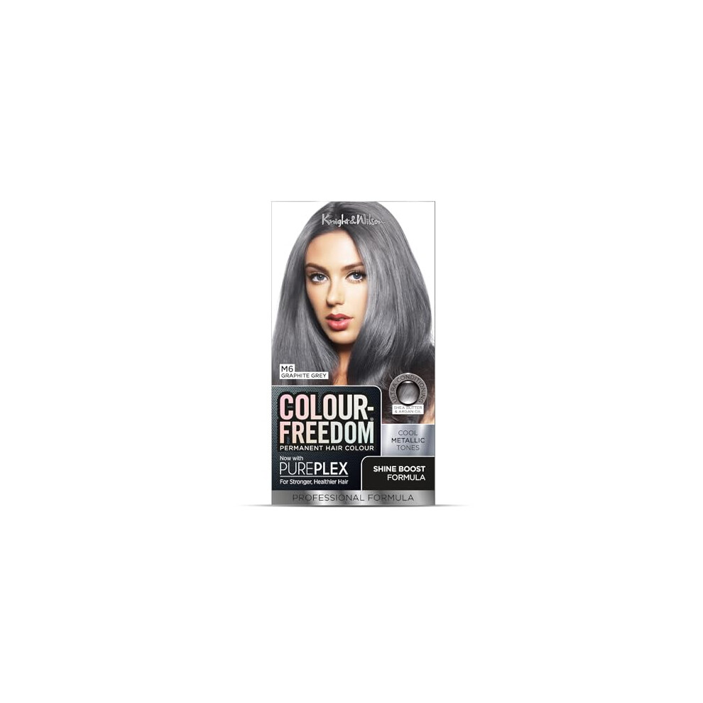 Knight & Wilson Grey Colour Freedom Metallic Graphite Permanent Hair Dye With Pureplex. Ultra Glossy Conditioning Hair Colour. 100% Coverage. By