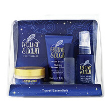 Travel Essentials Gift Set (Pillow Spray, Melting Shower Cream, Sleep Butter & Relaxing Roll-On) - Infused with Lavender & Chamomile Essential Oils.