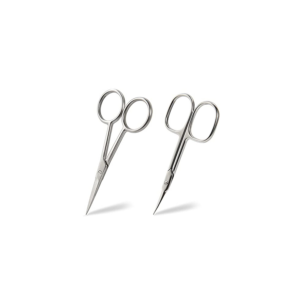 Bezox 2Pcs Scissors Set - Sharp Nail Scissors, Cuticle Scissor, Eyebrow Grooming Scissors, Cuticle Cutters, Beard Trimming Scissors, Hair Cutting Scissors