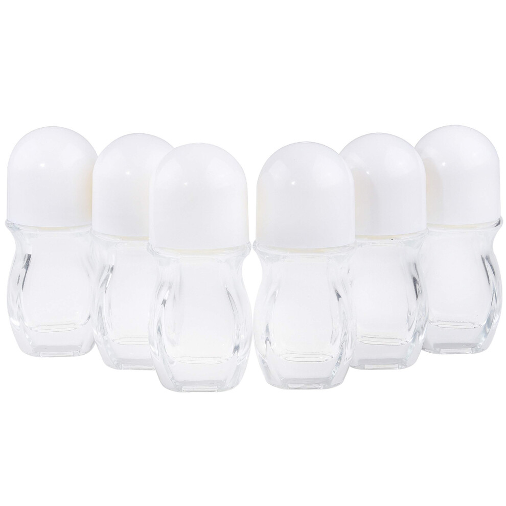 Kare & Kind Empty Refillable Glass Roll-On Deodorant Bottles (6-Pack) Leak-Proof 1.05 Oz (30 Ml) With Stickers - Twist Cap For Homemade Natural Deodorant,