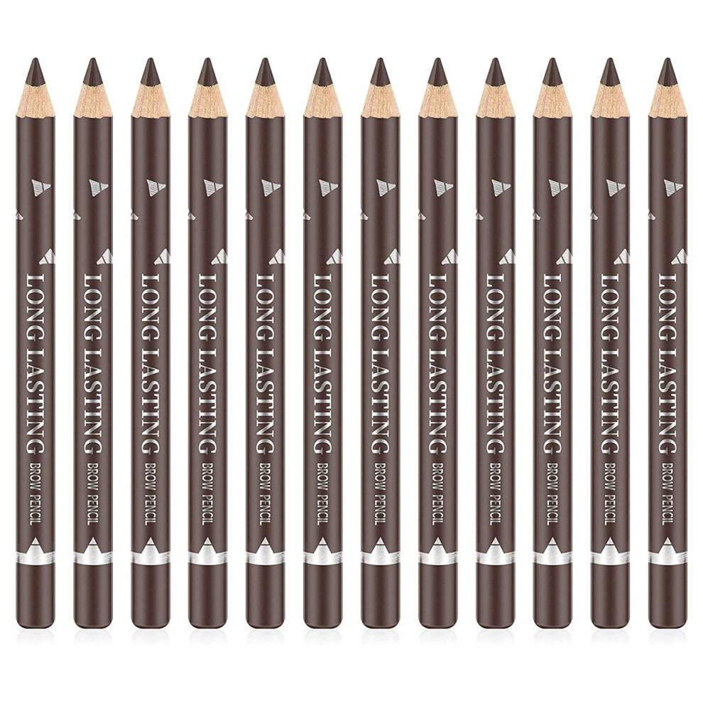 12 PCS Brown Eyebrow Eyeliner Pencil Set, Waterproof Eyebrow Pencil,Long-lasting Sweat-proof Eyeliner Makeup Brow Tint Penï¼Dark Brownï¼