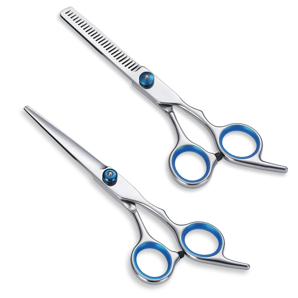 Hair Cutting Scissors Shears 2 Pieces, Professional Hair Thinning Scissors Cutting Teeth Shears, Barber Hairdressing Texturizing Scissors, Premium