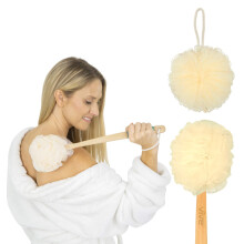 Vive Lång Handtag Loofah Rygg & Kropp Skrubbborste (Män & Kvinnor) - Exfolierande Duschsvamp