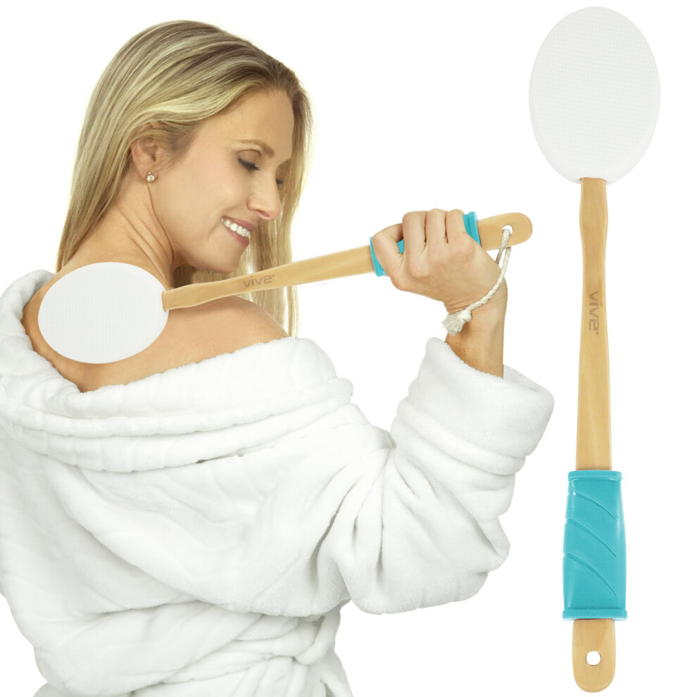 Lotion Applicator for Your Back - Long Reach Handle with Sponge for Easy Self Application of Shower Bath Body Wash Brush, Skin Cream, Suntan, Tanning,