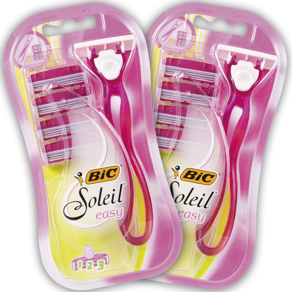 Soleil Easy Women's Razor Kit - Bundle of 2 Handles and 8 Blades