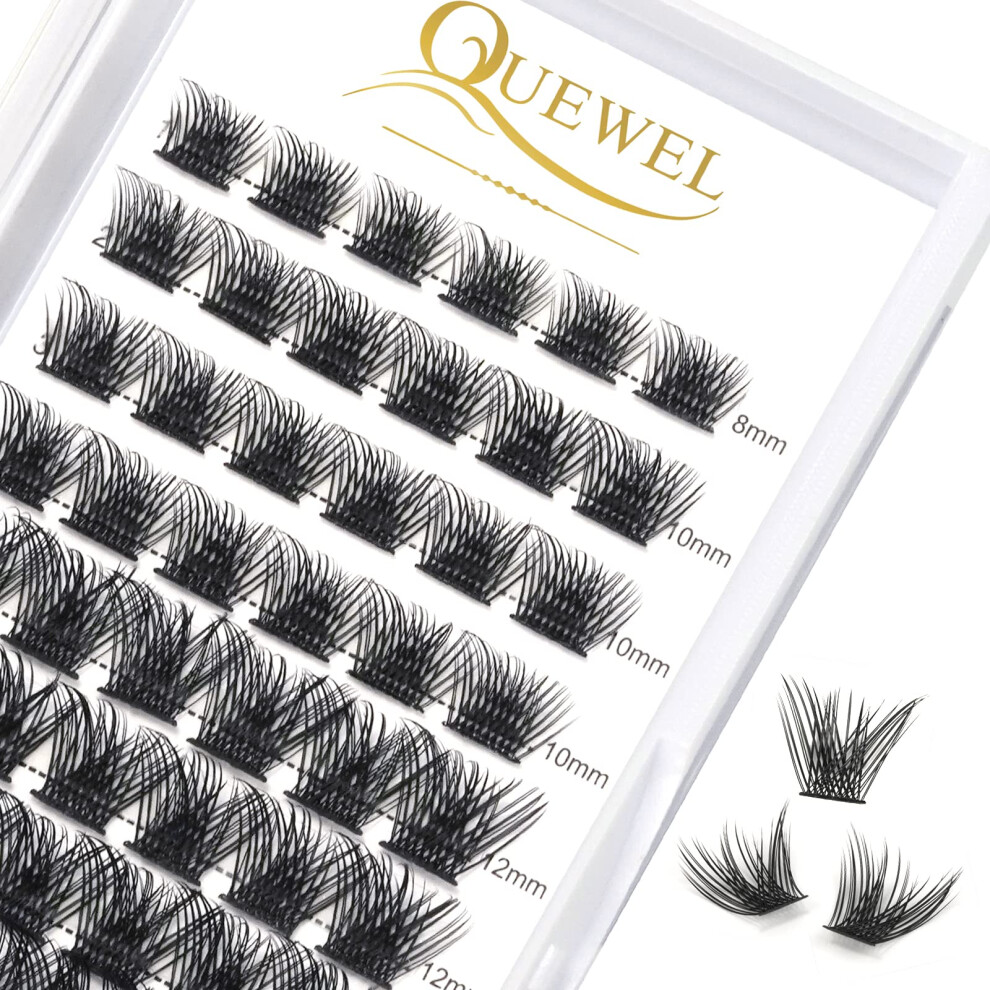 Quewel Light Individual Lashes 72 Pcs Diy Cluster Lashes Individual Eyelashes D Curl Mix8-16Mm Mega Matte Eyelashes Individual Volume False Eyelashes Soft &