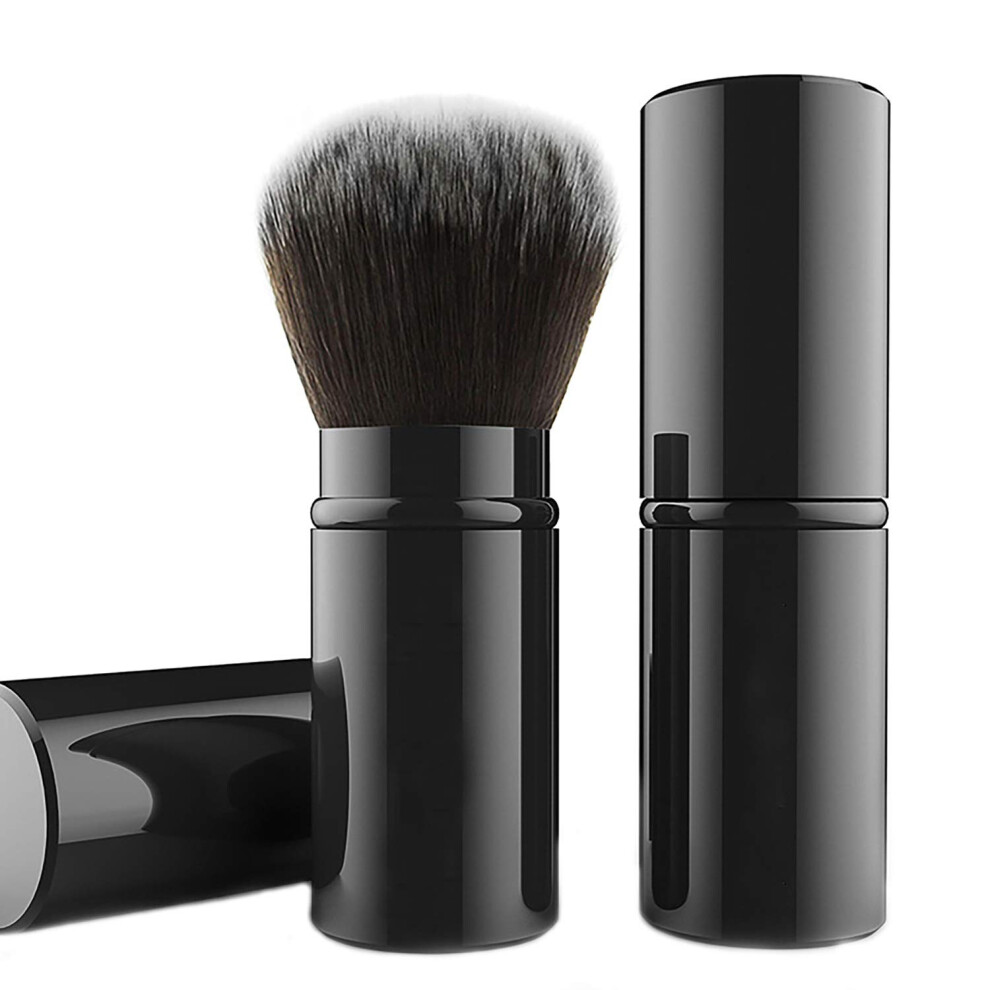 Falliny Retractable Kabuki Makeup Brush, Travel Face Blush Brush, Portable Powder Brush With Cover For Blush, Bronzer, Buffing, Flawless Powder Cosmetics