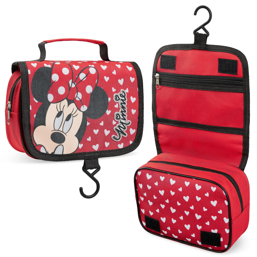 Stitch Hanging Toiletry Bags for Women Teenagers Girls Minnie Mouse Cosmetic Bag Travel Accessories Stitch Gifts (Red Minnie)