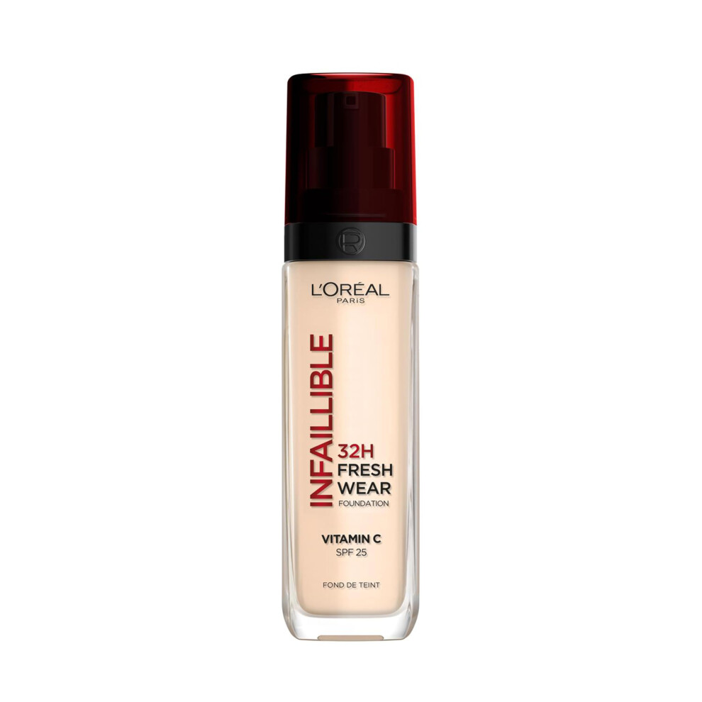 L’oréal Paris Liquid Foundation, Full Coverage, Lasting Wear, With Vitamin C And Spf 25, Infallible 32H Fresh Wear, 10