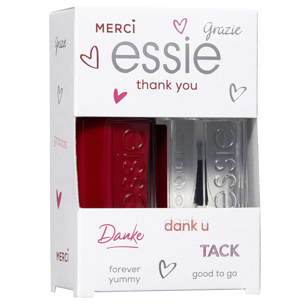 Nail Polish Kit Thank You Red and Fast Drying Clear Top Coat Gift Set, 150 ml, Red Clear, 3600531595043